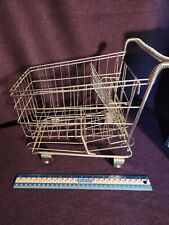 Vintage Small Chrome Metal Toy Shopping Cart Realistic w/Rolling Wheels Doll picture