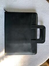 VTG 80s Dayrunner 3-Ring Binder Notebook Genuine Leather Black Hidden Handle Zip picture