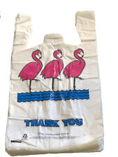 Lot 1500 White Flamingo Thank-you T-shirt Shopping Bags Handles Jumbo 18x8x30 picture