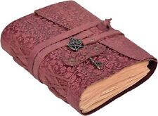 LEATHER VILLAGE Handmade Leather Bound Journal 7 inches X 5 inches, Fuchsia  picture