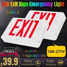2 Pack Red LED Emergency Exit Light Sign - Battery Backup UL924 Wall Mounting picture