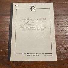 Radio Frequency RFL Model 541A Crystal Impedance Meter Handbook Instruction 1962 picture