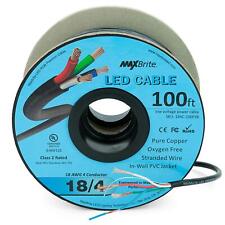 100 Ft. 18AWG Low Voltage LED Cable 4 Conductor Black Sleeve In-Wall RGB Wire UL picture