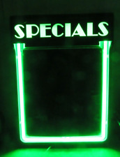 Vintage 1994 Green Neon Lighted Specials Menu Dry Erase Board Art Deco Style picture