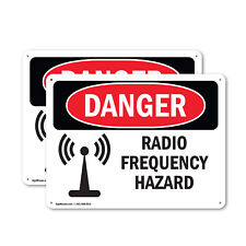 (2 Pack) Radio Frequency Hazard OSHA Danger Sign Decal Metal Plastic picture