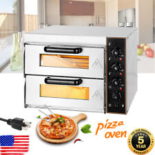 Silver Electric Pizza Ovens Double Deck Toaster Bake Broiler Oven 3000W 110V picture