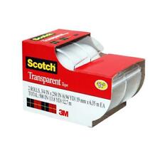 Scotch Tape 3M Clear Transparent Office Tape (2 Rolls) 3/4