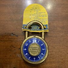 Vintage Slaymaker Blue Gold Combination Lock USA w/ Combination Code picture