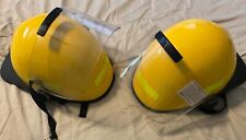Two Vintage MSA Yellow Fire Helmets Size 6.5-7.75 picture