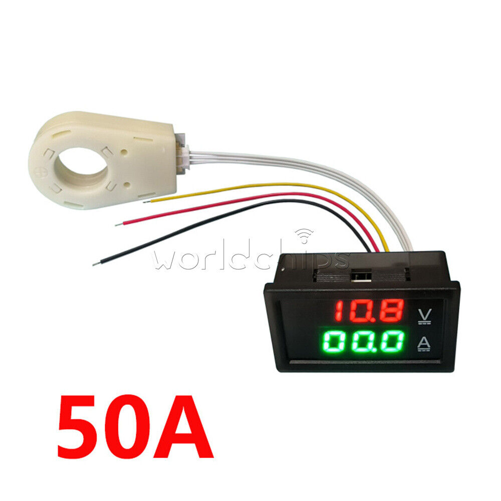 Hall Voltmeter Ammeter Dual Digital Display DC 0-300V ± 50A/100A/200A/400A USA