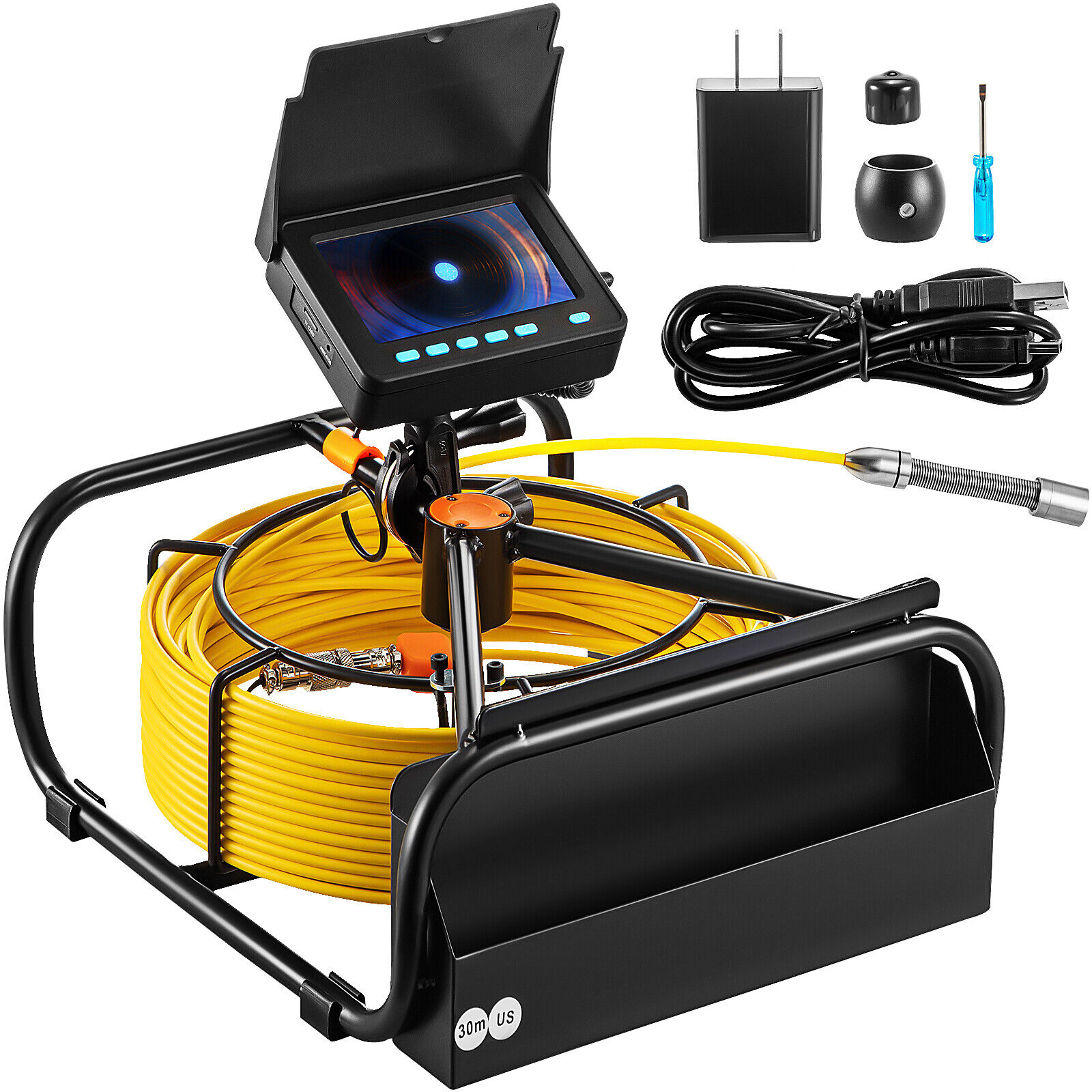VEVOR 98.4 FT Pipe Inspection Camera HD Drain Sewer Camera 4.3 In. LCD Monitor