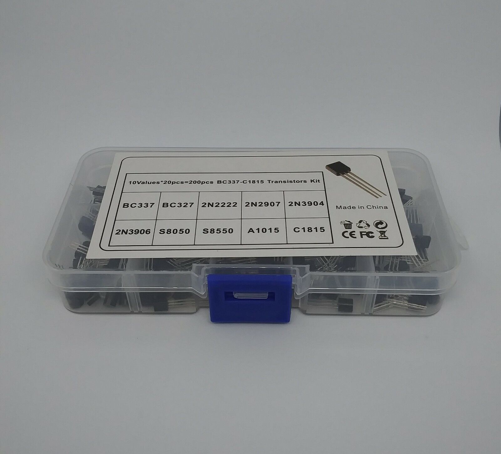 200pcs Box Bipolar Junction Transistor BJT NPN PNP Assortment Kit 10 value Pack