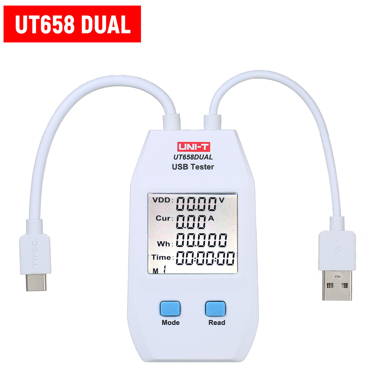 UNI-T UT658Dual Digital USB Tester Power Capacity Volt Current Energy Detector