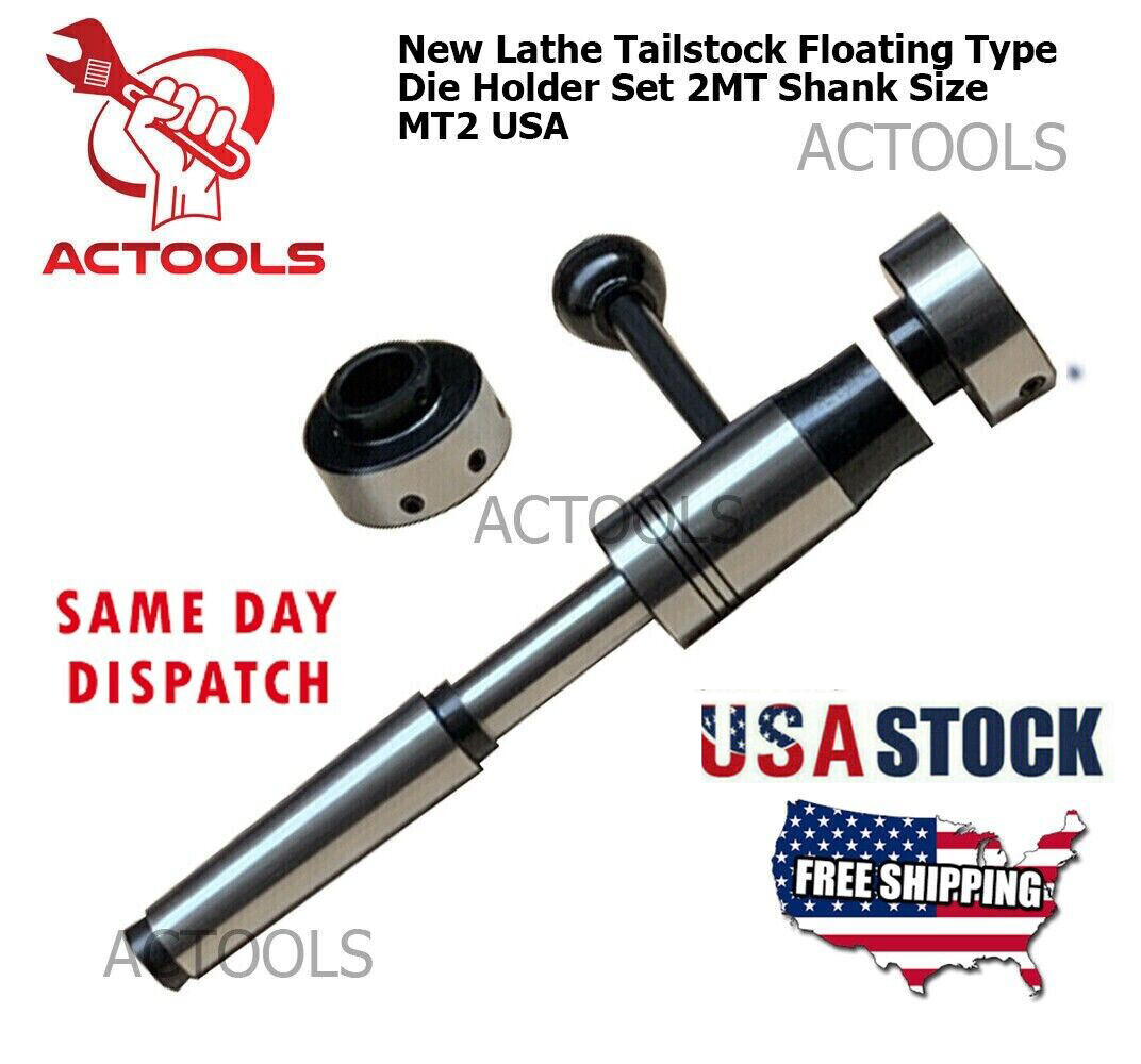 New Lathe Tailstock Floating Type Die Holder Set 2MT Shank Size MT2 USA
