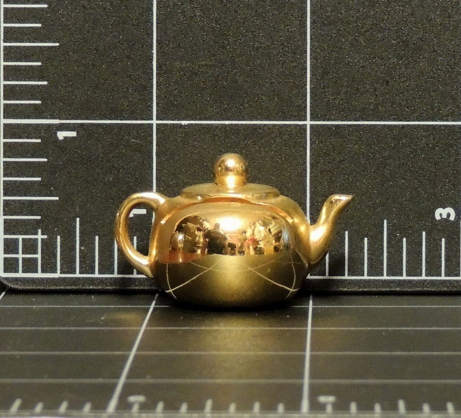 Miniature Solid Brass Teapot Business Card Holder & Price or Description Display