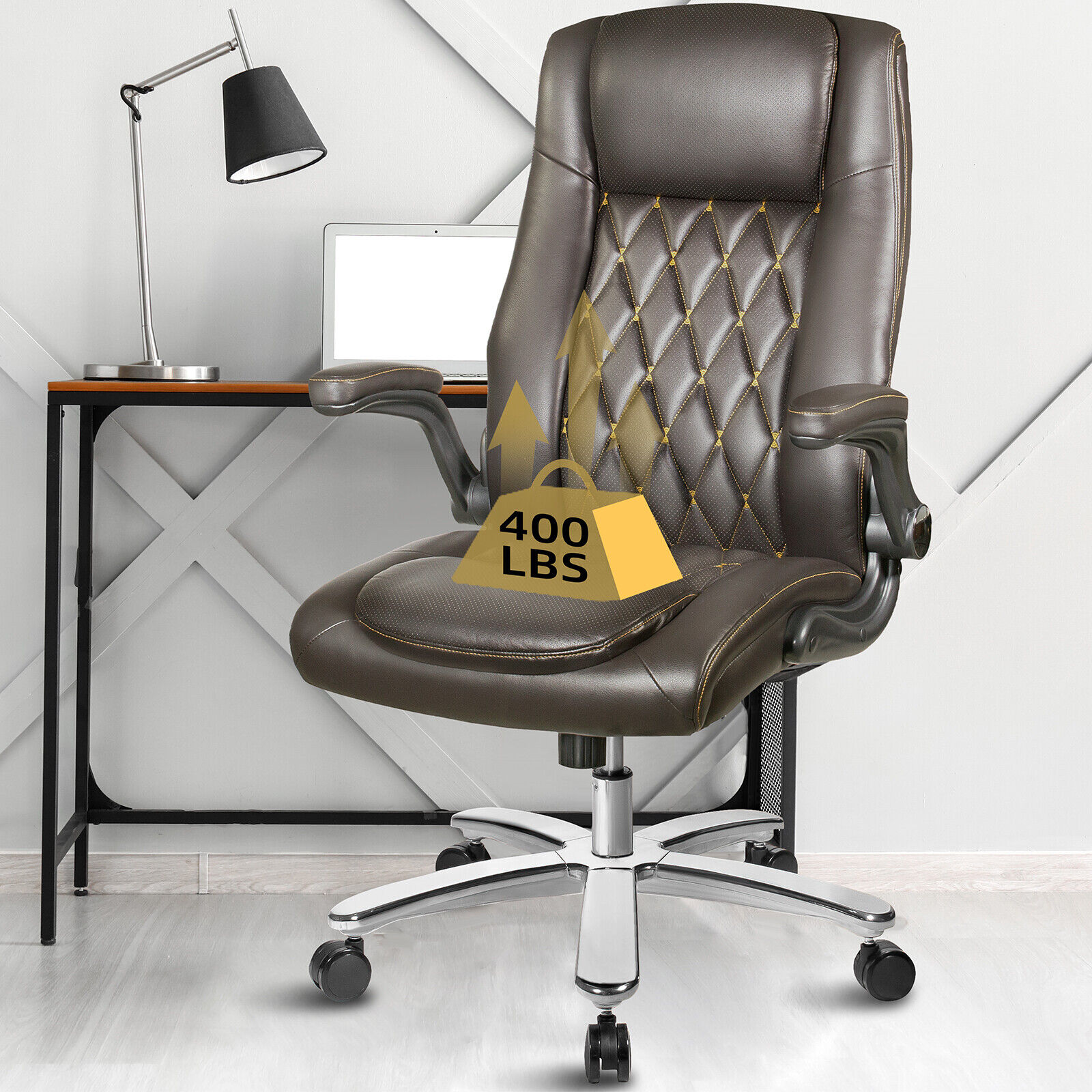 PU Leather Office Chair Ergonomic Swivel Computer Home Work Desk Comfy Chair