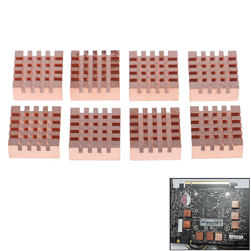 8pcs/set RAM Copper Memory Heat Sink Graphics Card Cooling Radiator W4CAH4
