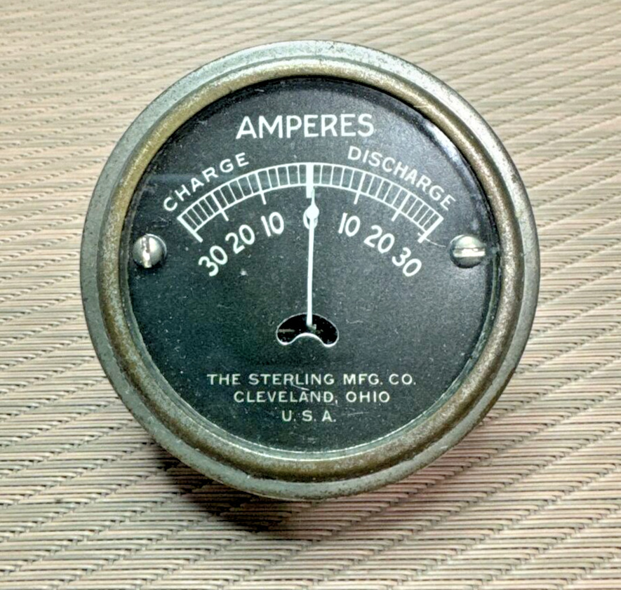 Vintage The Sterling mfg co. plate amperes gauge. Untested