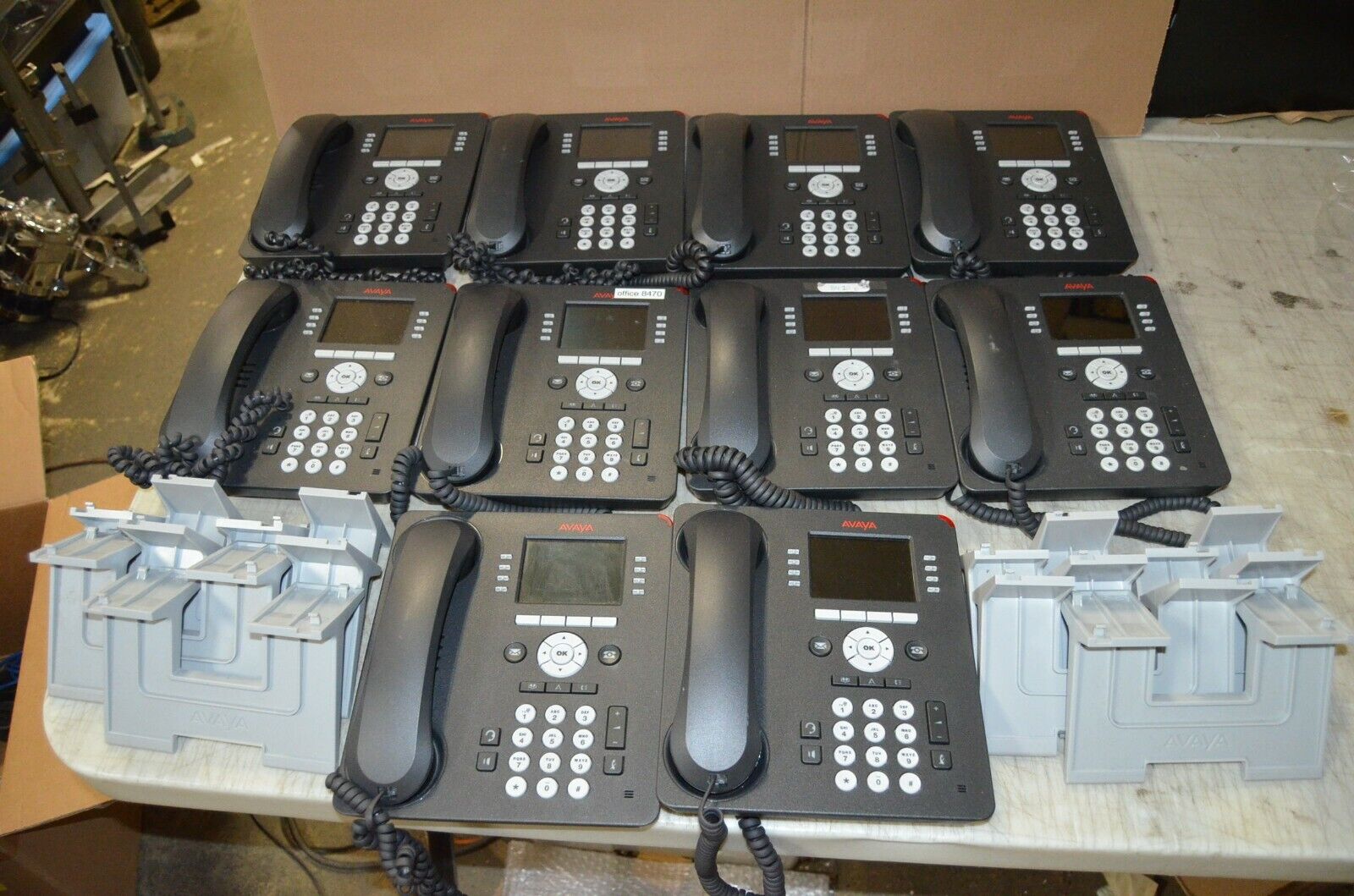 Lot of (10) Avaya 9611G IP Desk Phones VOIP with Handsets & Stands