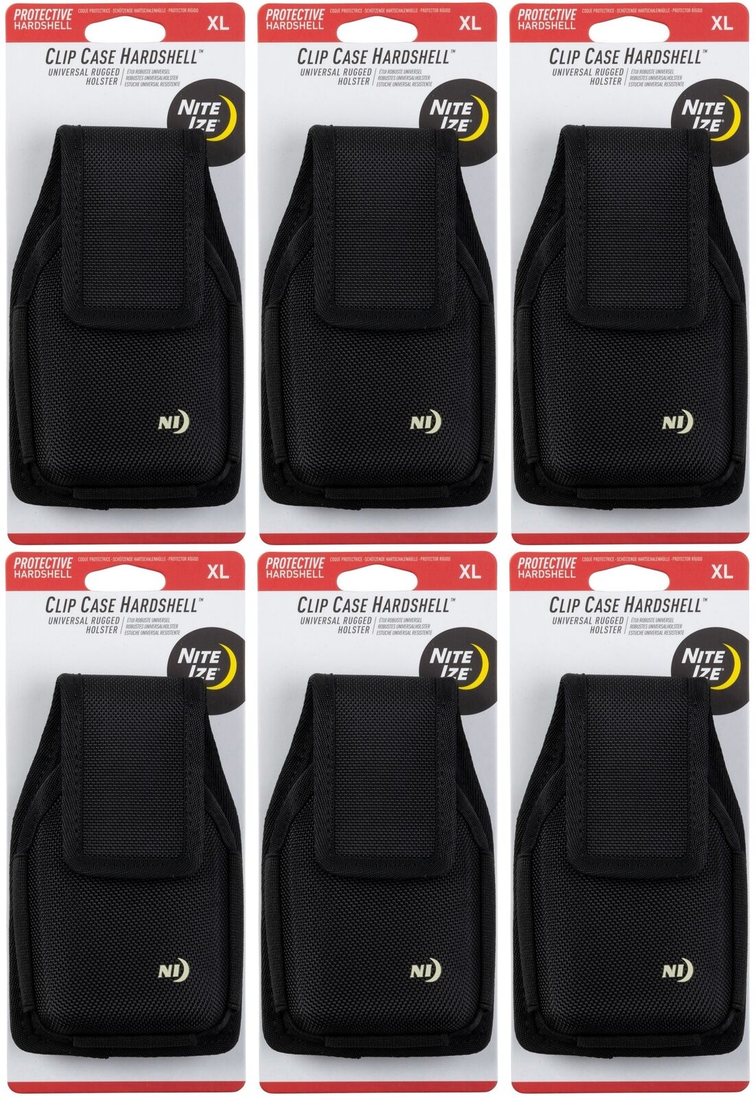 Nite Ize Clip Case Hardshell Universal Rugged Holster, XL - Vertical (6-Pack)