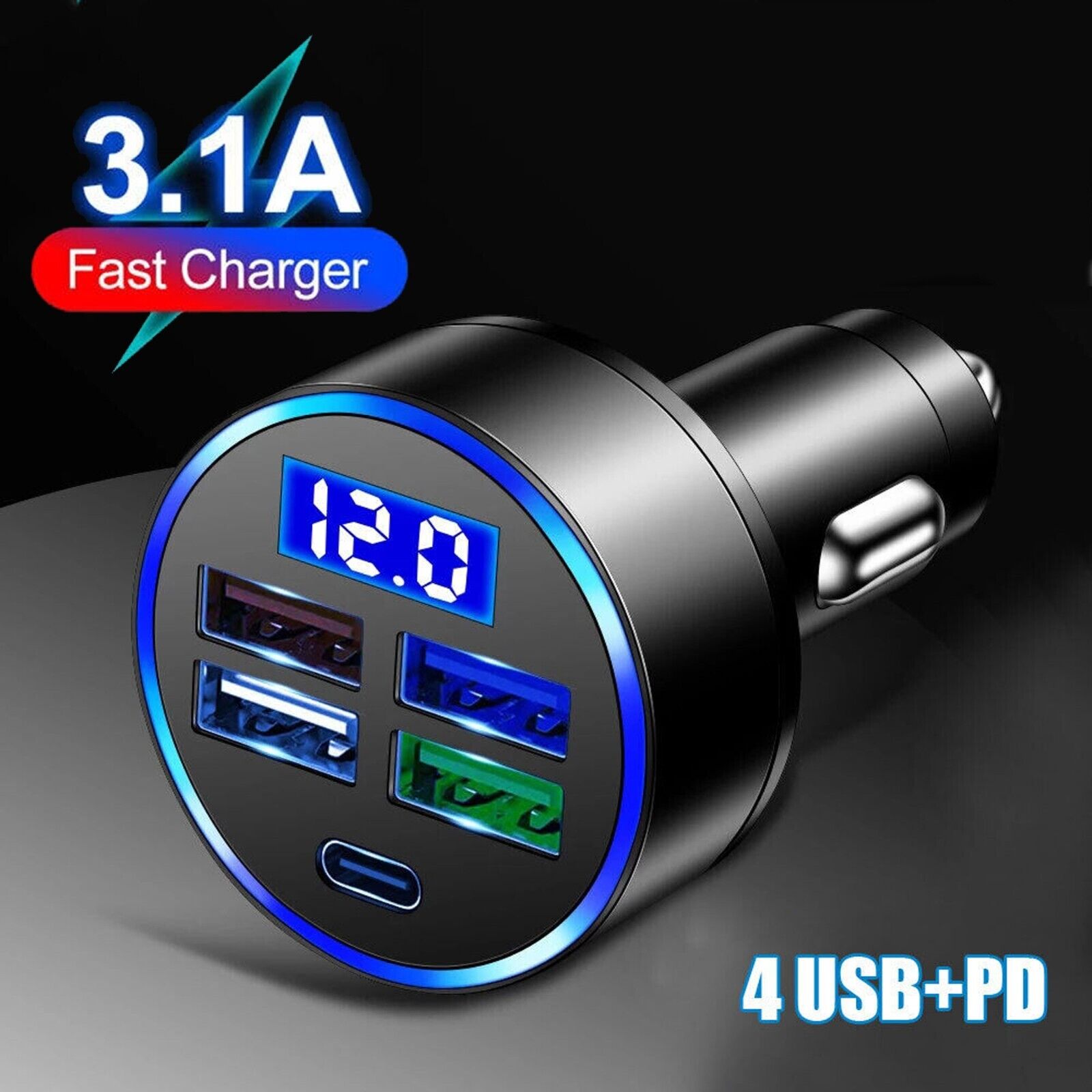4 USB 12V LED Car Boat Marine Voltmeter Voltage Meter Waterproof Battery Gauge