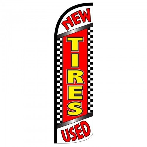 New Used Tires Swooper Flag Only Windless 3' Wide Sign Banner Checkered