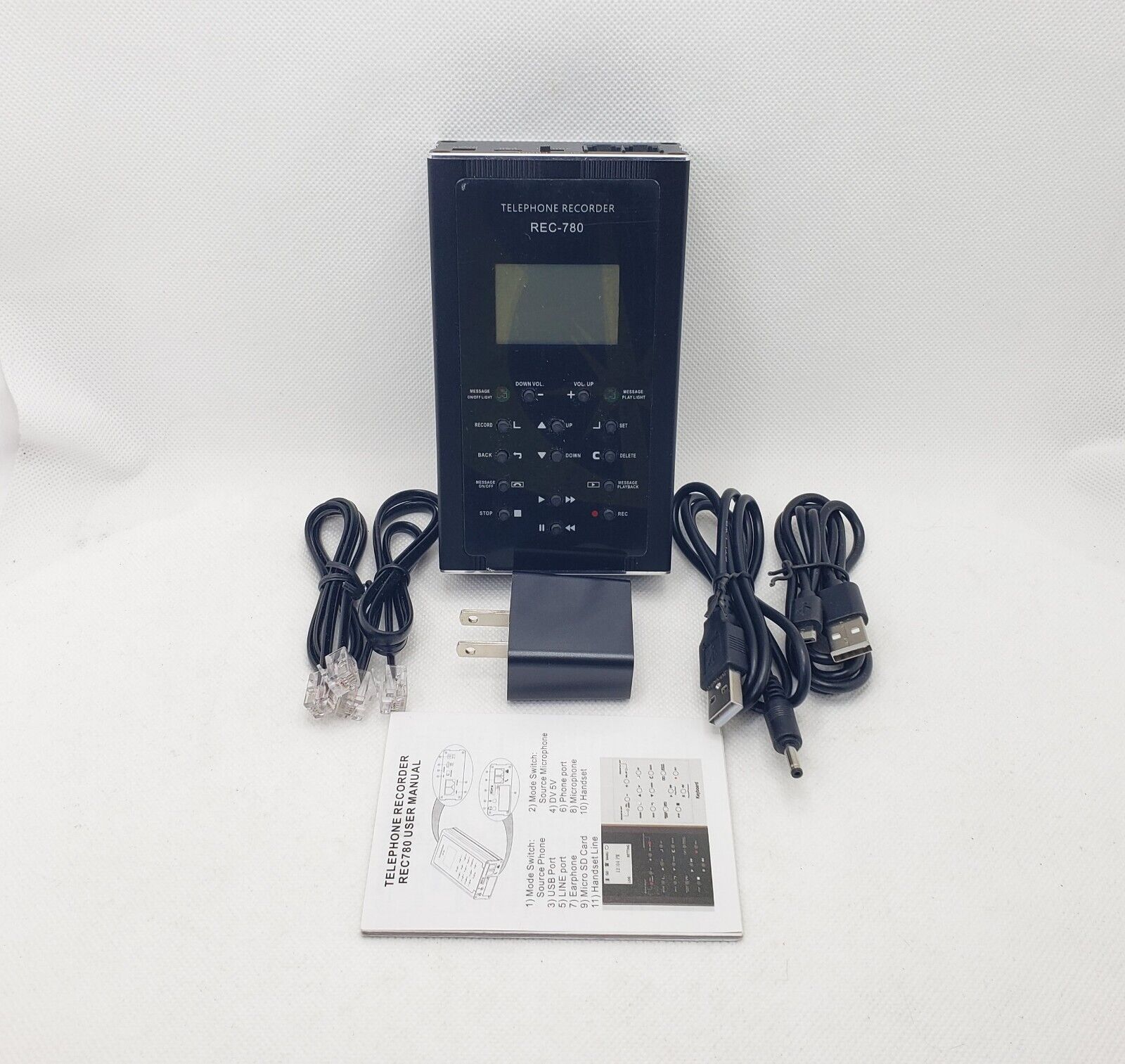 Landline Phone Call Recorder Automatic Manual Voice Rec - 32GB Memory - Open Box