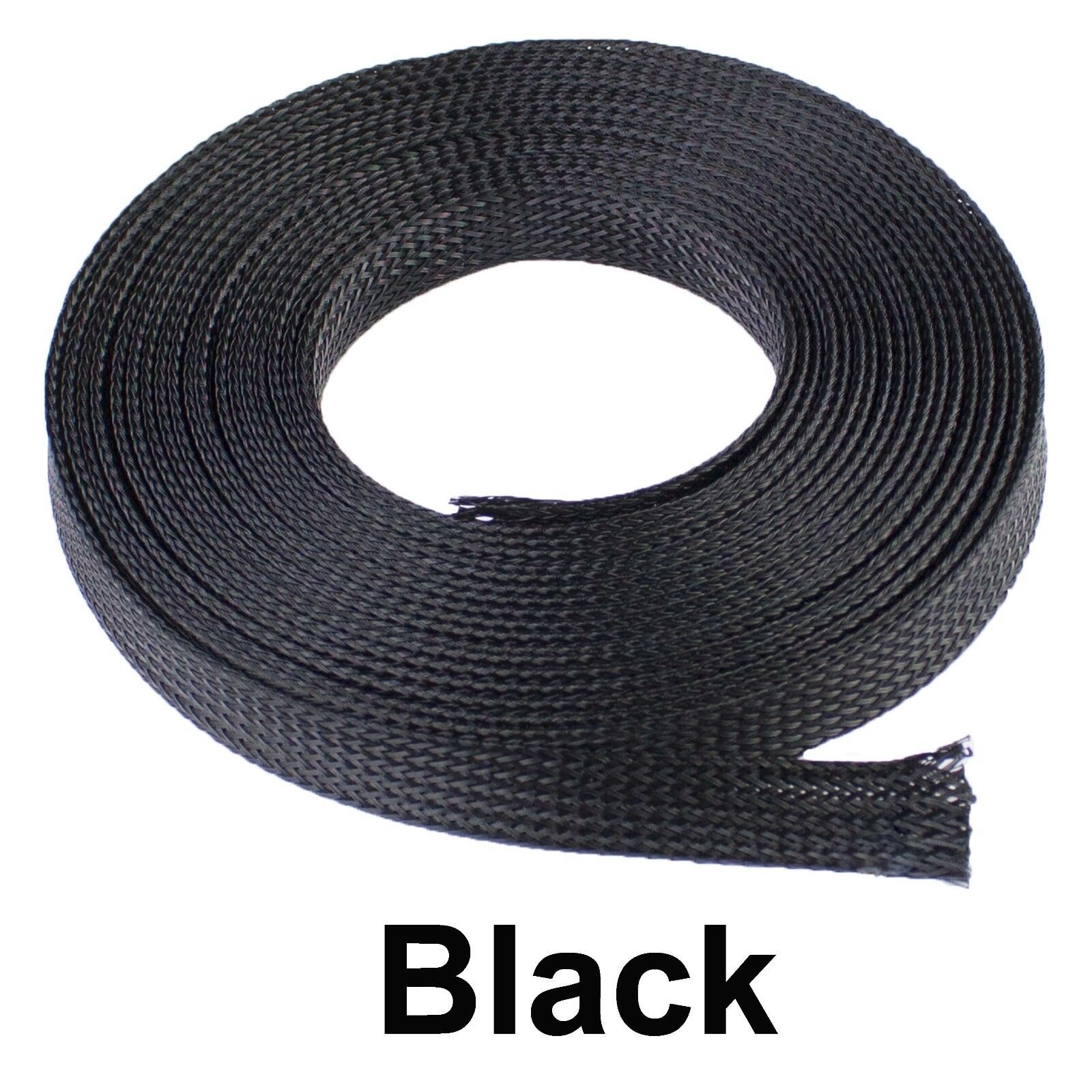 ALL SIZES & COLORS 5\' FT - 100 Feet Expandable Cable Sleeving Braided Tubing LOT