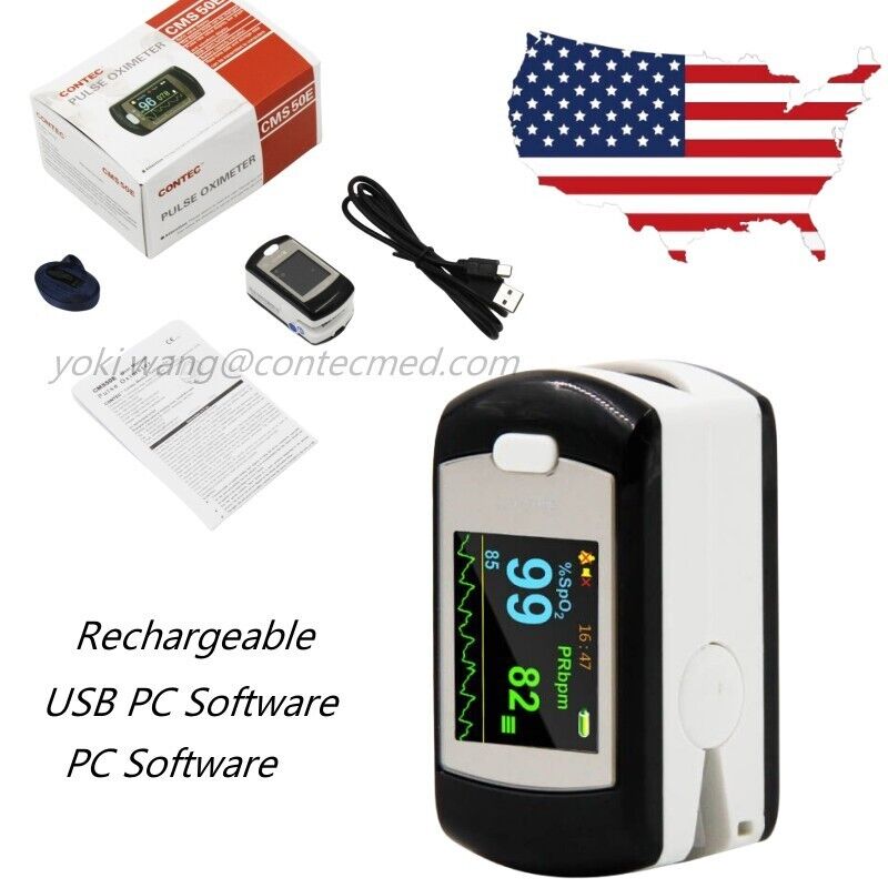USA Shipping Finger Tip Pulse Oximeter 24H Blood Oxygen Heart Rate Monitor,PC SW