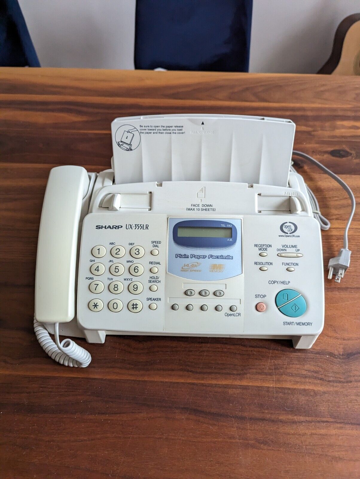 Sharp UX-355LR Plain Paper Fax Machine Untested
