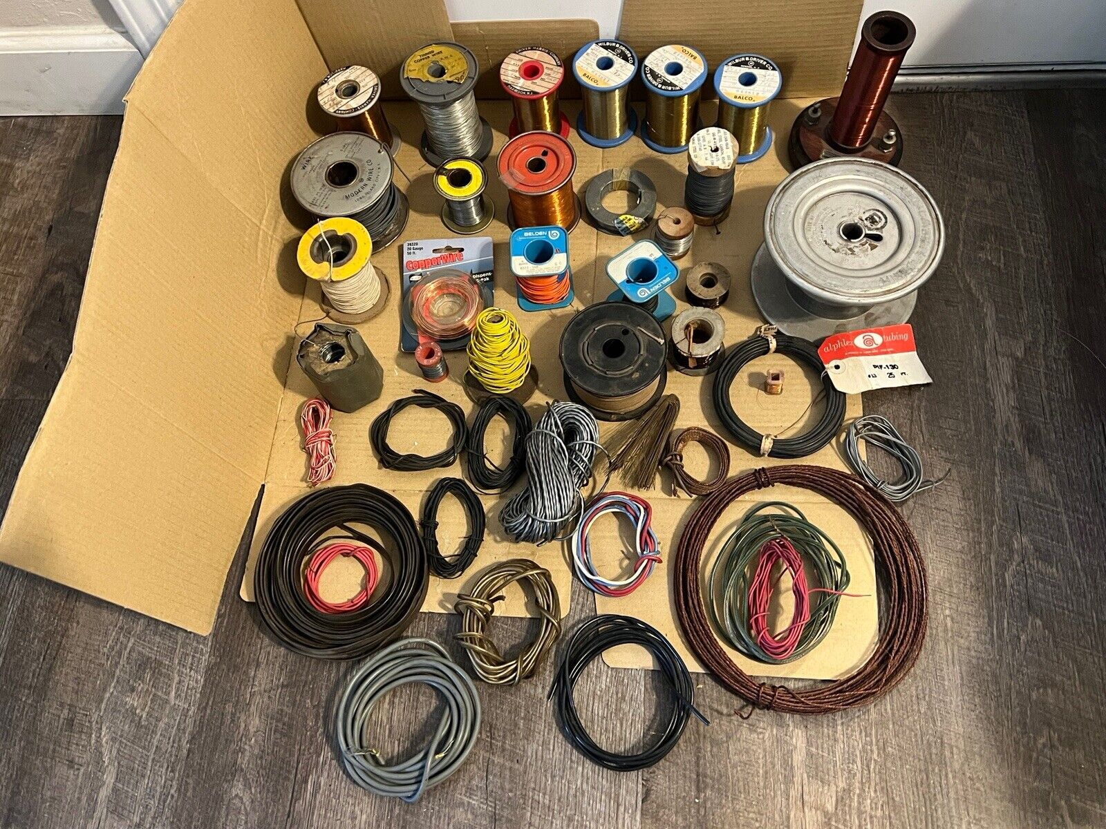Vintage Lot of Various Wires (Cooper, Nichrome, Solder, In Plastic And Fabric Br