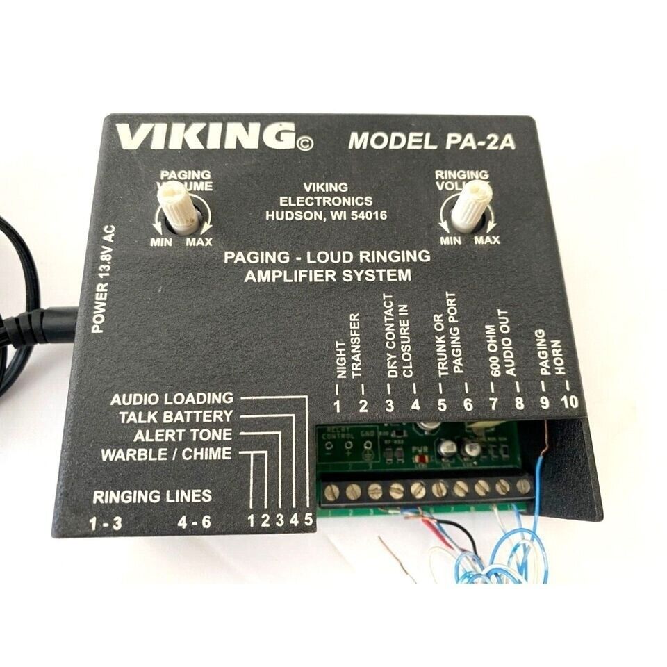 Viking Pa-2A Multi-Line Loud Ringer And Paging Amplifier With Power Cord