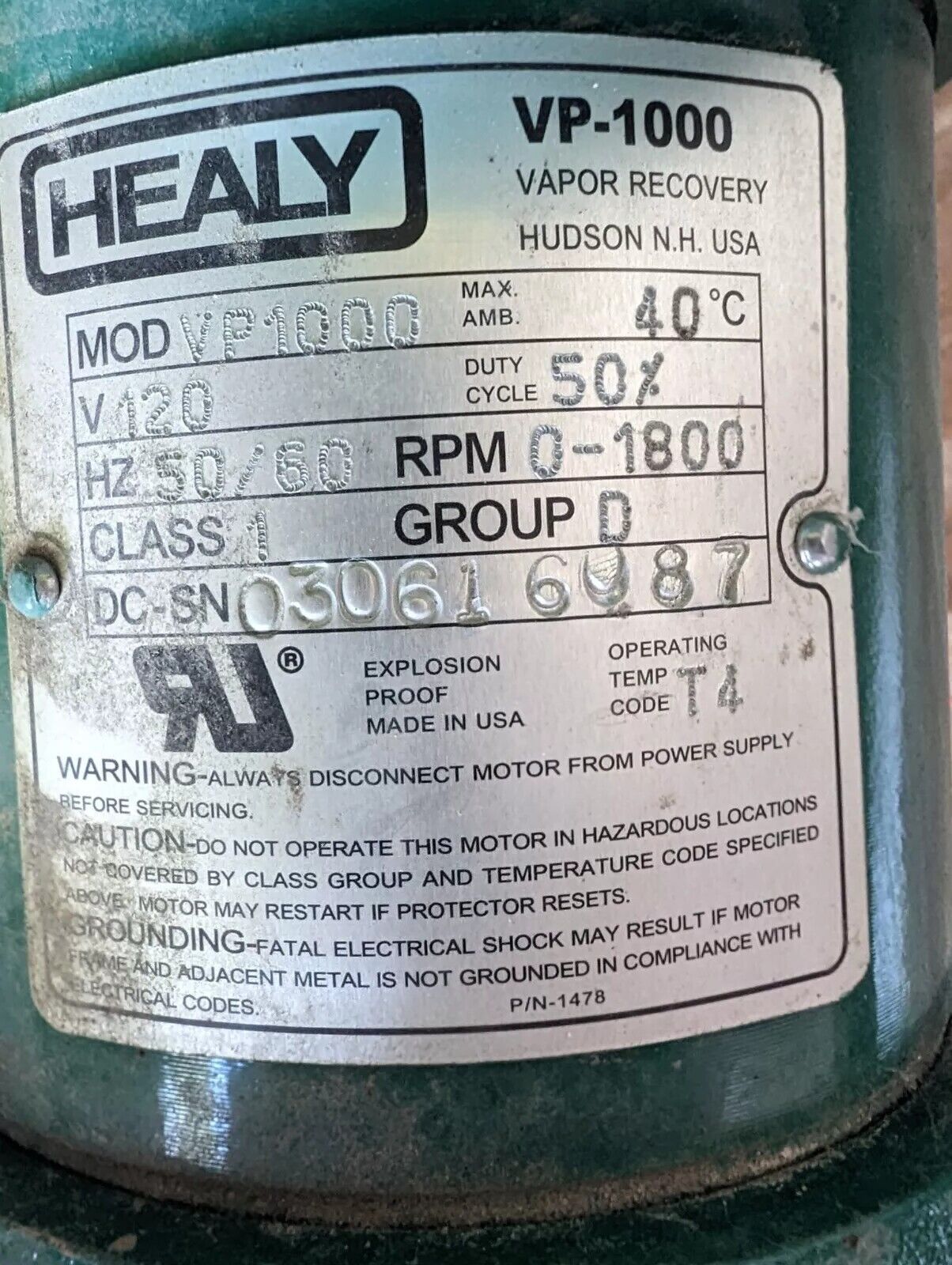 Fueling Healy Vacuum Pump VP1000 5 Wire