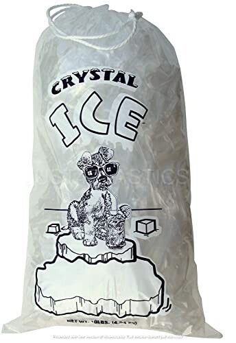 Ice Bags with Drawstring Closure Portable Storage and Keeper (8Lb Pack 100)