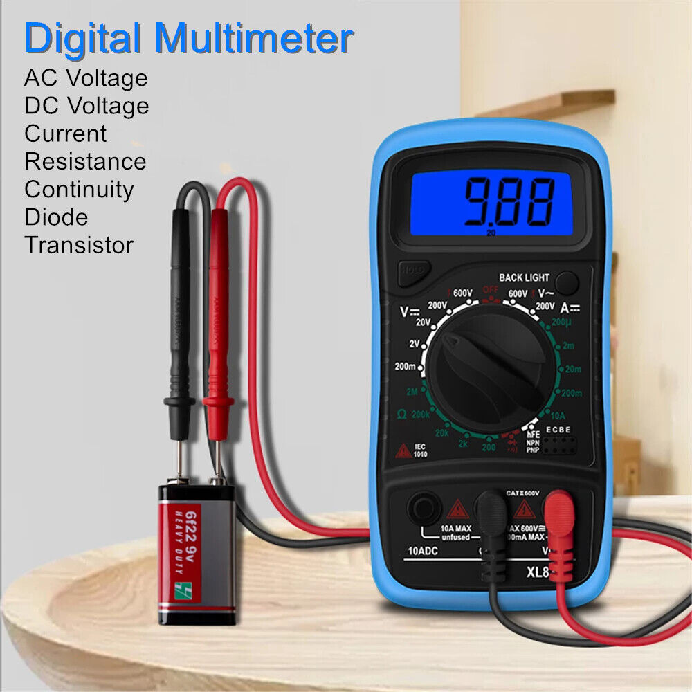 Digital Voltmeter Ammeter Ohmmeter Multimeter Volt AC DC Tester Meter XL830L