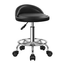 KKTONER PU Leather Round Rolling Stool with Foot Rest Height Adjustable Swivel picture