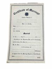 Vintage Blank Catholic Church Marriage Certificates 1900's Wedding Ceremony picture