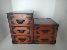 Wood Chest Showa Vintage 2 sets (3 drawers + 2 drawers) Limited Japan picture
