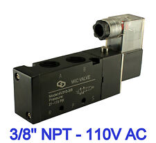 3/8 Inch Pneumatic 4 Way Air Directional Control Electric Solenoid Valve 110V AC picture