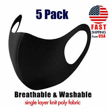 [5-Pack] Black Face Fashion Mask Washable Reusable Unisex Adult MASK US SELLER picture