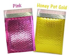 10 - 100 Lot -6x10 & 4x8 Pink, Honey Pot Gold METALLIC BUBBLE MAILER, Envelopes picture