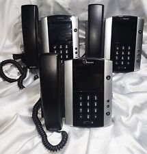 LOT OF 3 POLYCOM VVX 500 VOIP BUSINESS PHONES W/ STANDS HANDSETS AND PHONE CORDS picture