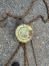 Vintage Working Block And Chain Hoist pulley Hook picture