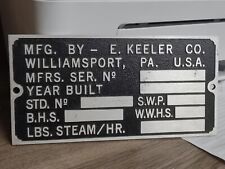 Vintage E.Keeler Co.Steam Boiler Plate Williamsport Pa.Un-Punched picture
