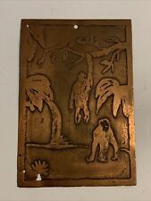 Vintage Copper Printing Block Plate Monkeys  picture