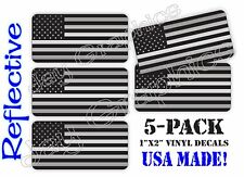 5-pack REFLECTIVE American Flags Hard Hat Stickers / Black Ops Helmet Decals Lot picture