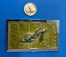 Vintage Lady's Metal Business/Calling Card Holder  with crystals picture