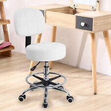 KKTONER Rolling Stool Height Adjustable Task Work Drafting Chair with Back White picture