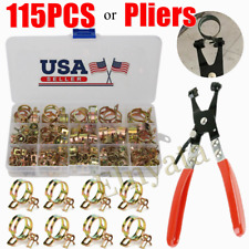 115pcs Hose Clamp Assortment Kit Steel Spring Clip Water Fuel Tube Pipe / Pliers picture