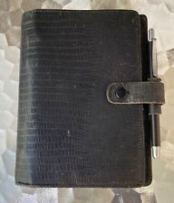 Pocket Filofax • Vintage • Black • Tejus model • Reptile embossed calf Leather picture